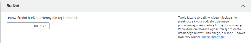 ustawianie budżetu kampanii inteligentnej
