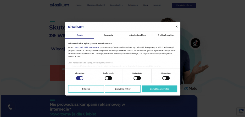pop up z polityką prywatności
